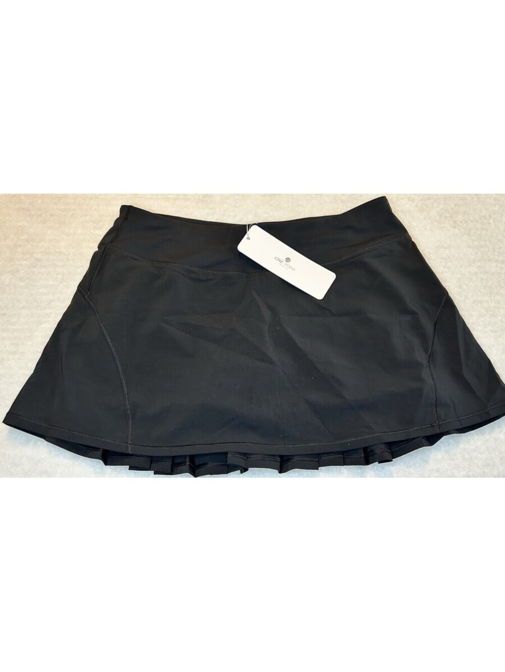 CRZ YOGA Women’s Black Athletic Skort Medium Pull-On Stretch Zip Pocket Lined